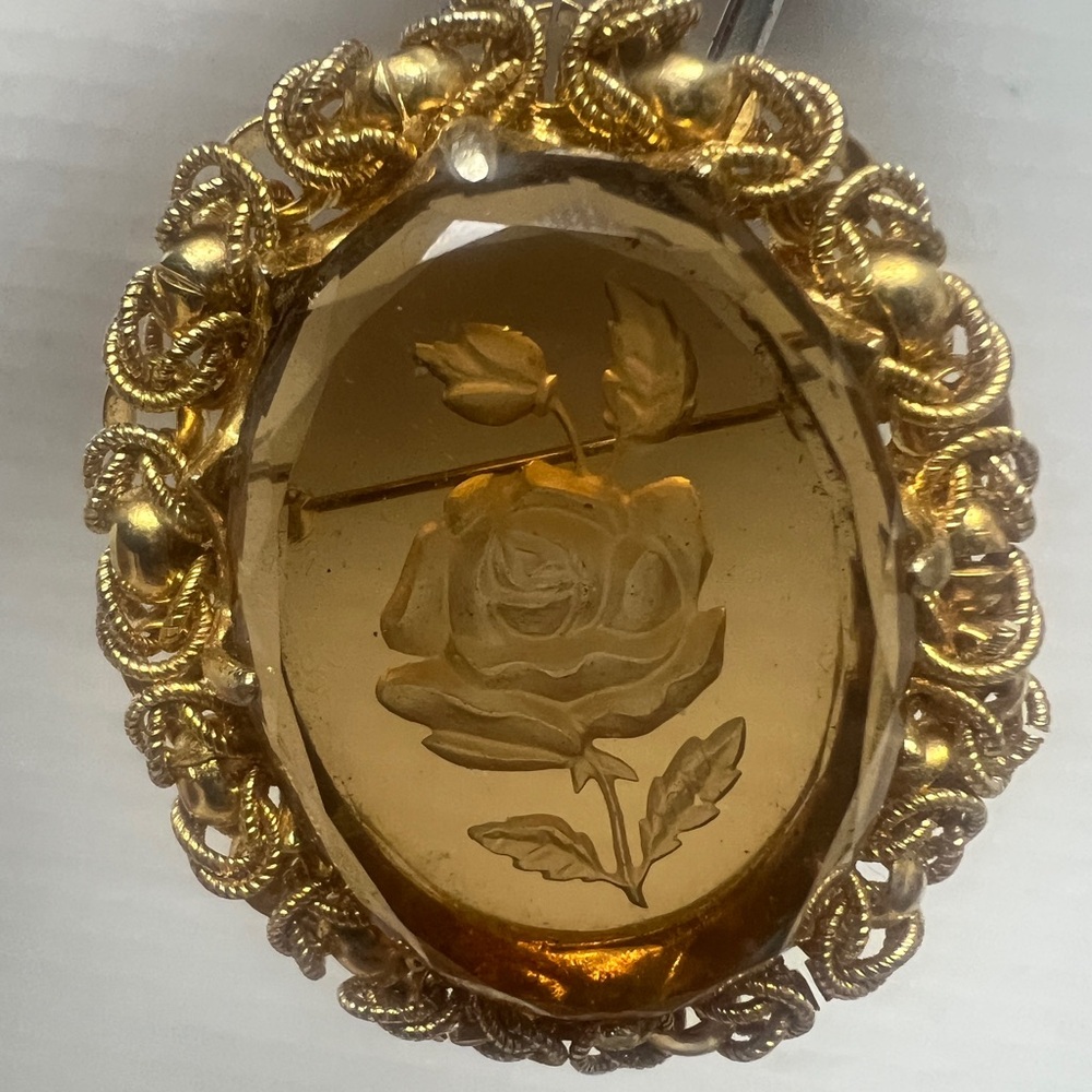 Vintage Gold Rose Brooch